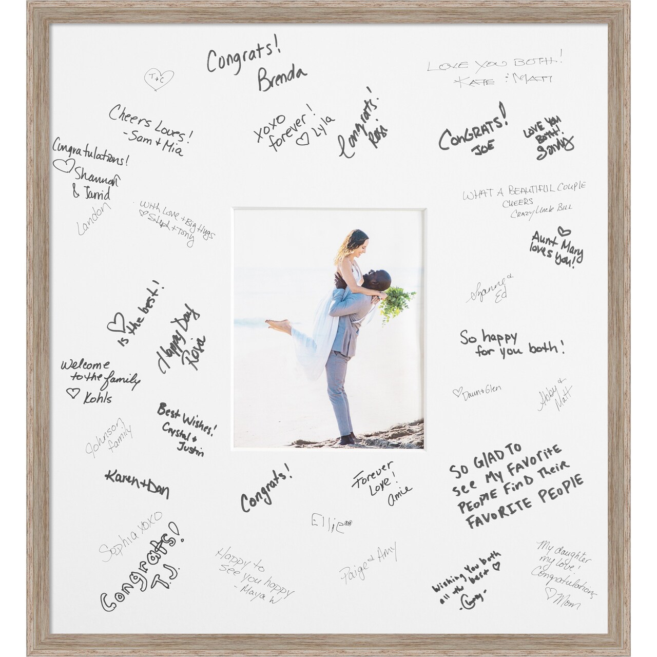 Hardwood Wedge Signature Mat Picture Frame, Photo Frame Wedding Guest Book Alternative, Autograph Picture Mat for Signature Board, Wedding Celebrations Graduations Support Encouragement or Retirement